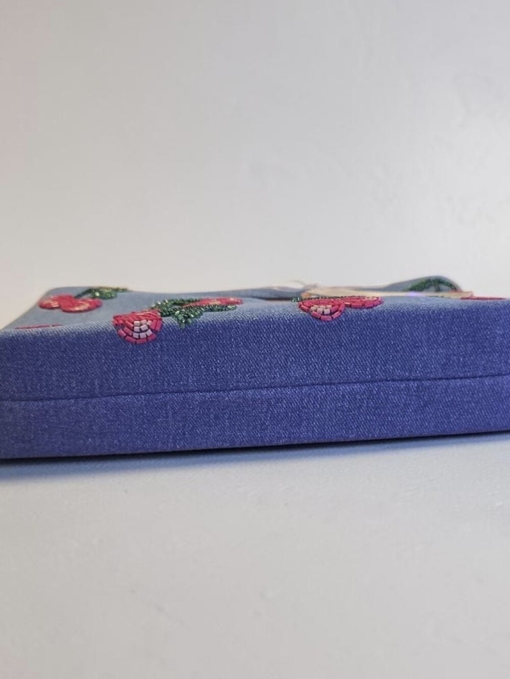 India Hand-made NWT Denim Cherry Embroidered Crossbody Bag - Blue - Picture 5 of 5